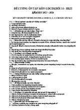 Đề cương ôn tập học kỳ II môn Giáo dục công dân Lớp 10 - Năm học 2015-2016